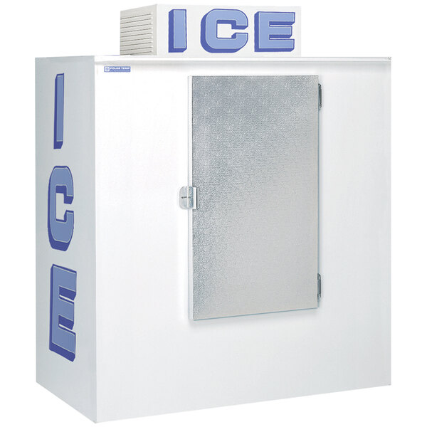 A white Polar Temp ice box with a blue and white door.