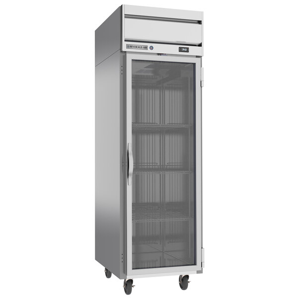 Beverage-Air HRS1-1G Horizon Series 26" Glass Door Reach-In Refrigerator with Stainless Steel Interior and LED Lighting