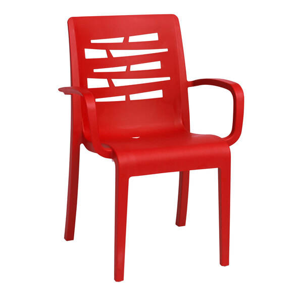 Grosfillex US118414 / US811414 Essenza Red Stacking Armchair - Case of 16