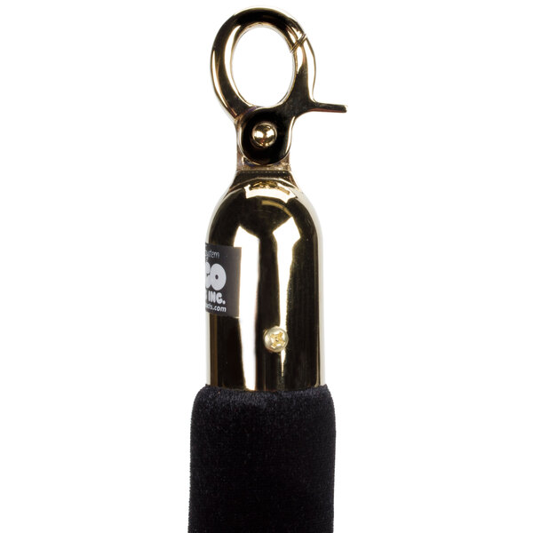Aarco Black 5' Stanchion Rope with Brass Ends for Rope Style Crowd