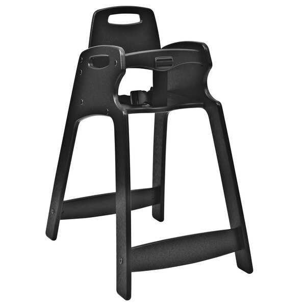 A black Koala Kare high chair with legs and a seat.