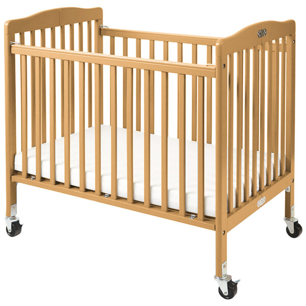 L.A. Baby CW-883A The Little Wood Crib 24" x 38" Natural Mini / Portable Folding Wood Crib with 3" Vinyl Covered Mattress