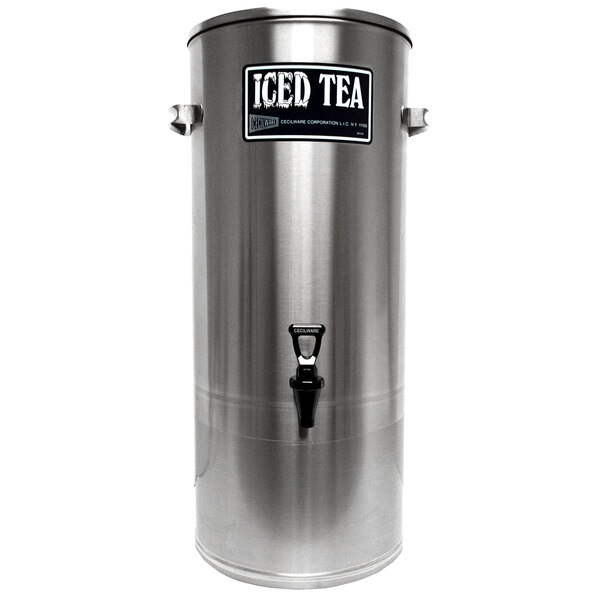 Cecilware S5C 5 Gallon Stainless Steel Iced Tea Dispenser with Handles