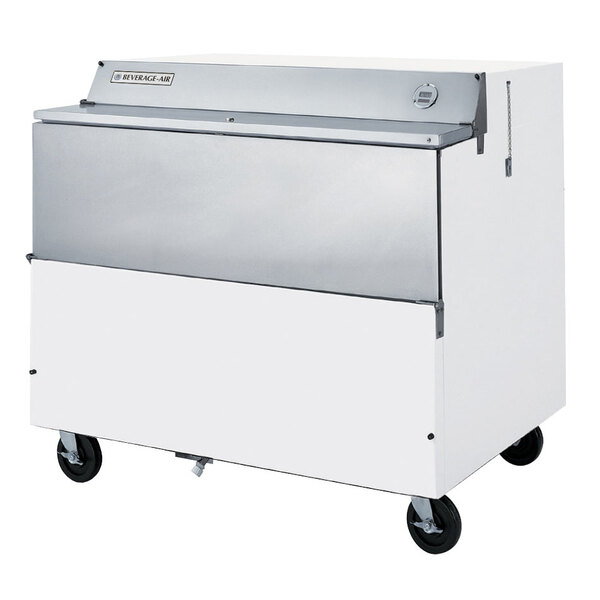Beverage-Air SMF49HC-1-W-02 49" White 1-Sided Forced Air Milk Cooler with Stainless Steel Interior