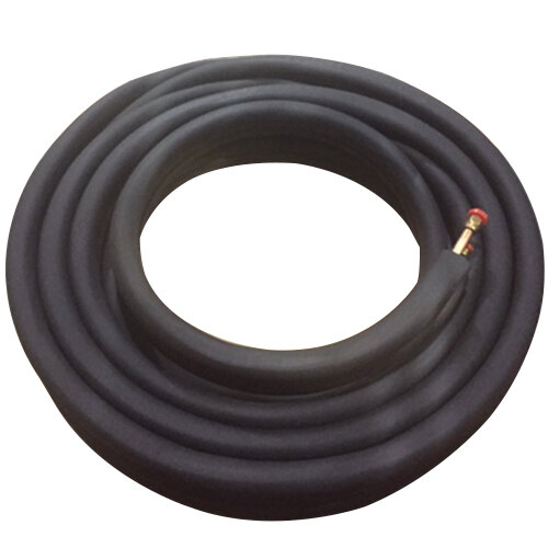 A black rubber tube with a red valve.