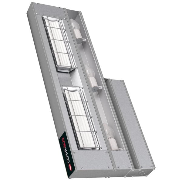 A Hatco Ultra-Glo strip warmer with lights and two doors.