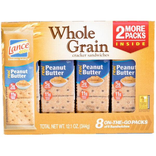 Lance Whole Grain Peanut Butter Sandwich Crackers 8 Count Box 14/Case