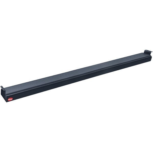 A long black rectangular metal bar with a red handle.
