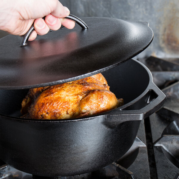 Lodge 5 Quart Cast Iron Dutch Oven. Pre-Seasoned Pot with Lid and Dual Loop