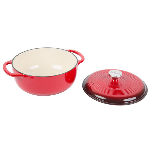 Lodge EC4D43 4.5 Qt. Island Spice Red Enameled Cast Iron Dutch Oven