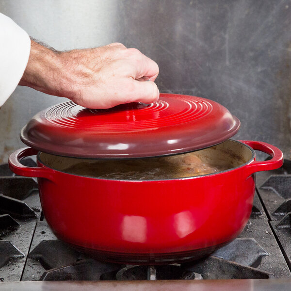 Lodge EC4D43 4.5 Qt. Island Spice Red Enameled Cast Iron Dutch Oven