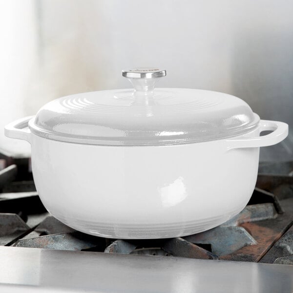 privacy Email schrijven belasting Lodge EC6D13 6 Qt. Oyster White Enameled Cast Iron Dutch Oven