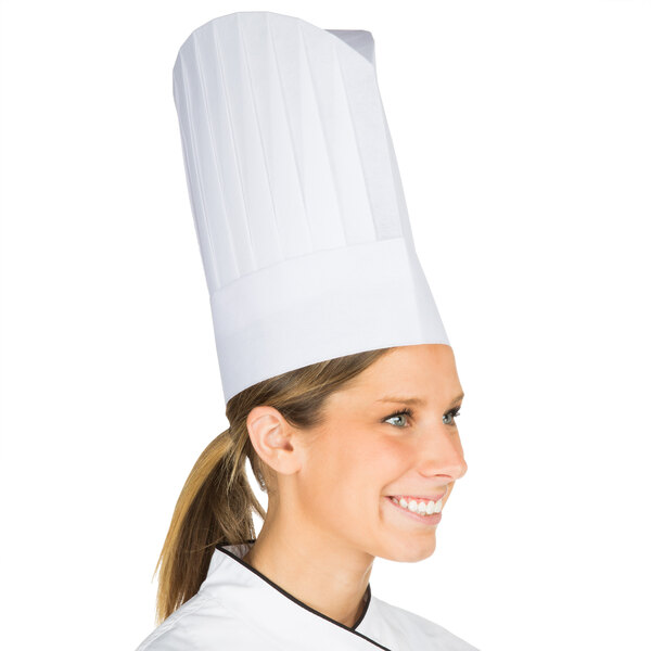 Chef Revival 12" Pleated Flair Style Viscose Chef Hat - 50/Case