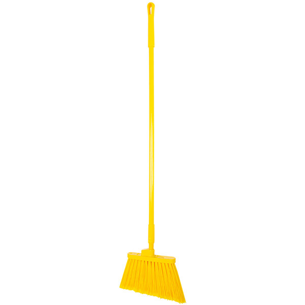 Carlisle 41082EC04 Sparta Spectrum Duo-Sweep 12" Angled Broom with Yellow Flagged Bristles and 48" Fiberglass Handle