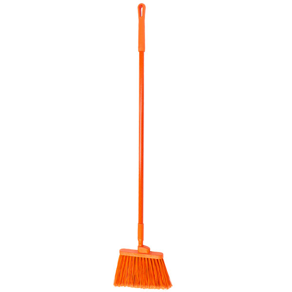 Carlisle 41082EC24 Sparta Spectrum Duo-Sweep 12" Angled Broom with Orange Flagged Bristles and 48" Handle