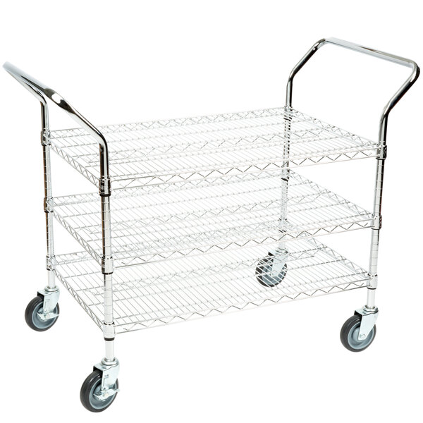 Regency 24" x 36" Three Shelf Chrome Heavy Duty Utility Cart