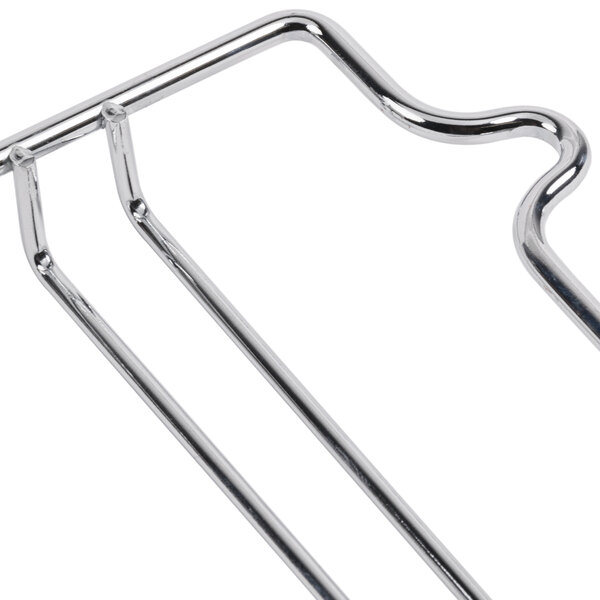 A close-up of a pair of metal rack supports.