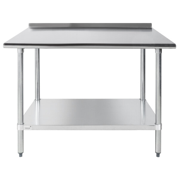 Advance Tabco FLAG-304-X 30" x 48" 16 Gauge Stainless Steel Work Table with 1 1/2" Backsplash and Galvanized Undershelf