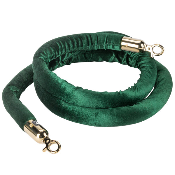 Aarco TR-127 8' Green Stanchion Rope with Brass Ends