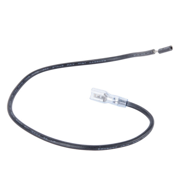 A black cable with a clear end and white connector.