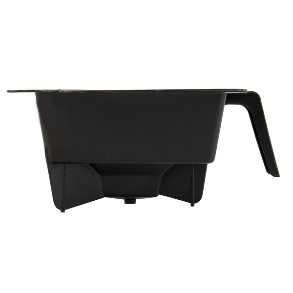 A black rectangular plastic brew chamber funnel with a handle.