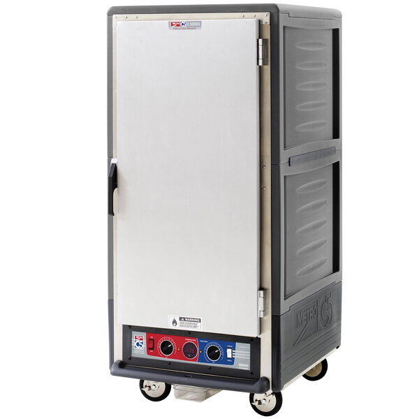 Metro C537-CLFS-U C5 3 Series Insulated Low Wattage 3/4 Size Heated Holding and Proofing Cabinet with Universal Wire Slides and Solid Door - Gray