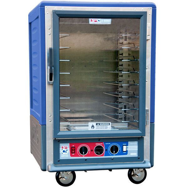 Metro C535-CLFC-U C5 3 Series Insulated Low Wattage Half Size Heated Holding and Proofing Cabinet with Universal Wire Slides and Clear Door - Blue