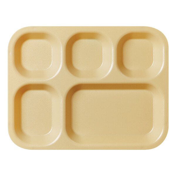 Cambro 14105CW133 Camwear 10 11/16" x 13 7/8" Beige 5 Compartment Serving Tray - 24/Case
