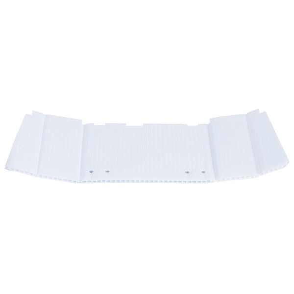 A white plastic sheet with holes and a corrugated texture.