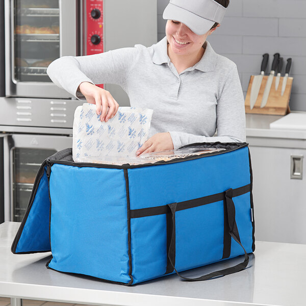 Choice Insulated Food Delivery Bag / Soft Sided Pan Carrier with Brick Cold Packs, Nylon, 23" x 13" x 15"