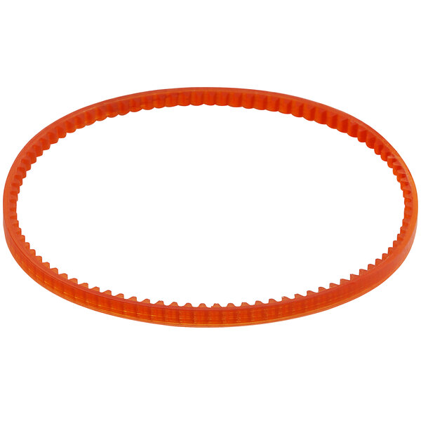 A close-up of an orange rubber belt.