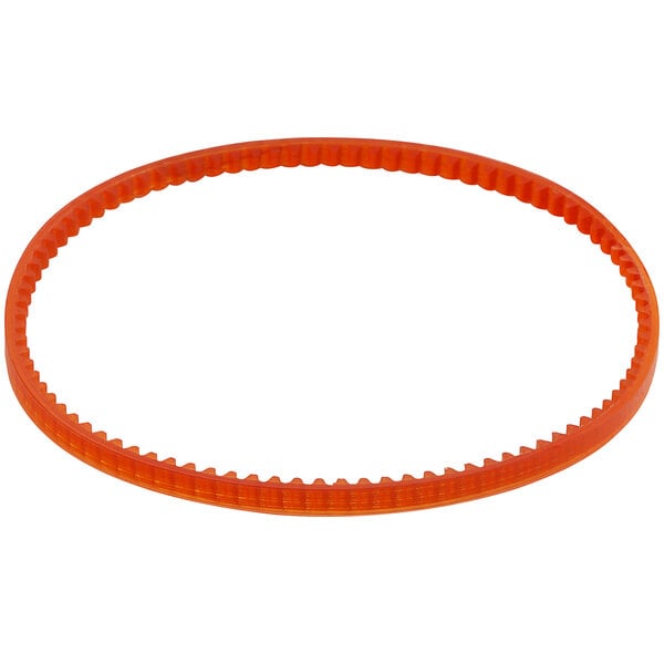 A close-up of an orange rubber belt.