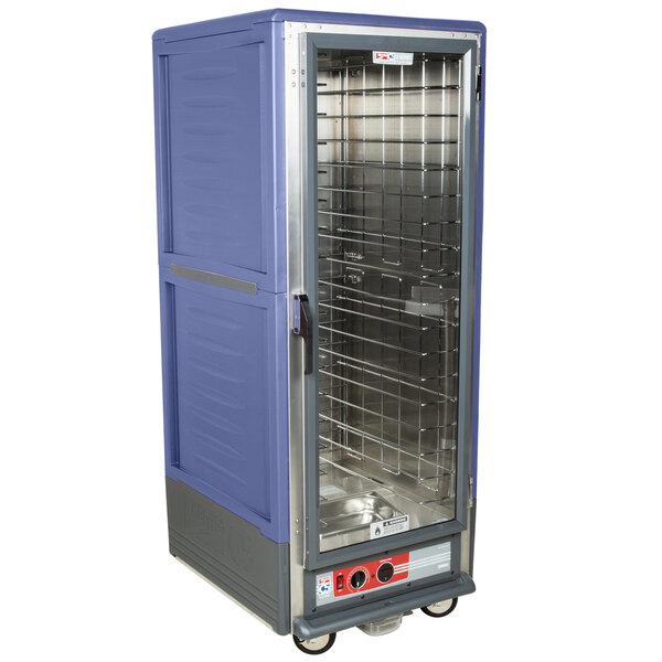 Metro C539-HLFC-4 C5 3 Series Insulated Low Wattage Full Size Hot Holding Cabinet with Fixed Wire Slides and Clear Door - Blue