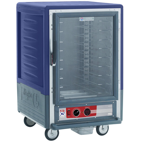 Metro C535-HLFC-U-BU C5 3 Series Insulated Low Wattage Half Size Heated Holding Cabinet with Universal Wire Slides and Clear Door - Blue
