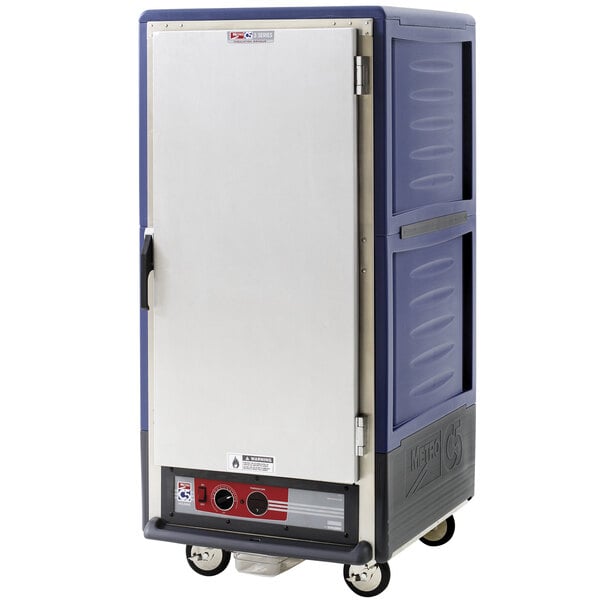 Metro C537-HLFS-U-BU C5 3 Series Insulated Low Wattage 3/4 Size Heated Holding Cabinet with Universal Wire Slides and Solid Door - Blue