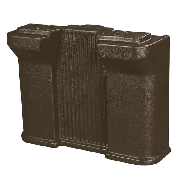 A black plastic rectangular leg for a Carlisle portable food bar with a white background.