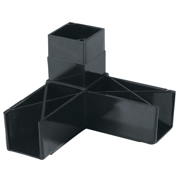 A black plastic object with a square section.