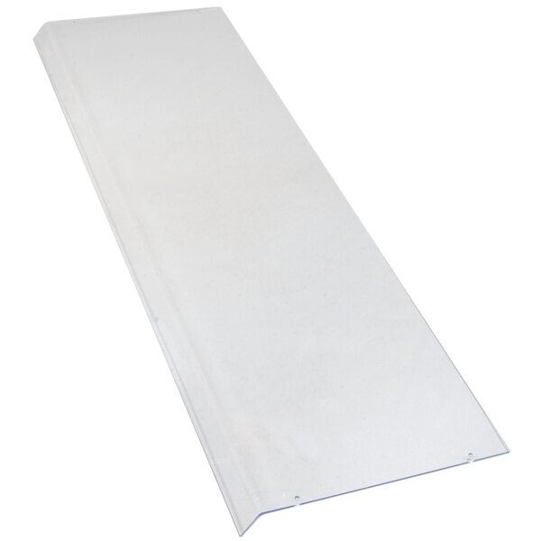 A clear rectangular plastic shield on a white background.