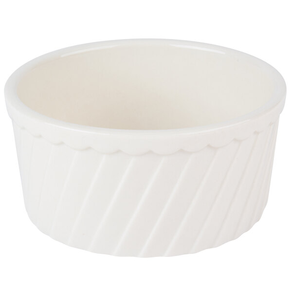 CAC RKF-12-S 12 oz. Bone White Fluted Souffle Bowl - 36/Case