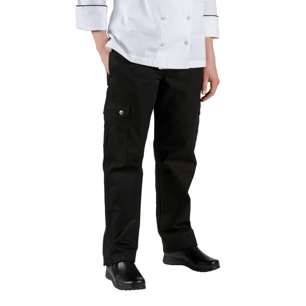 Chef Revival Women's Black Cargo Chef Pants Large