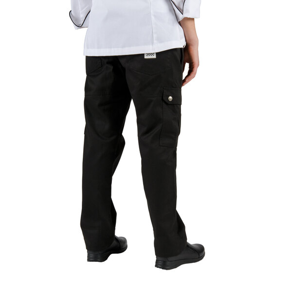 Chef Revival Women's Black Cargo Chef Pants Large