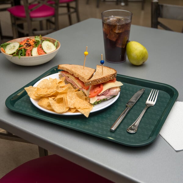 Carlisle CT121608 Café Standard Cafeteria Fast Food Tray 12" x16" Forest Green 