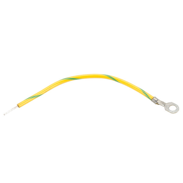 A yellow and green electrical wire.