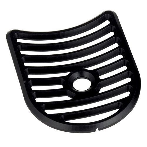 A black plastic grate with holes.