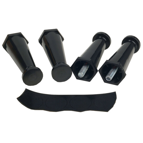 A group of black plastic Bunn adjustable legs.