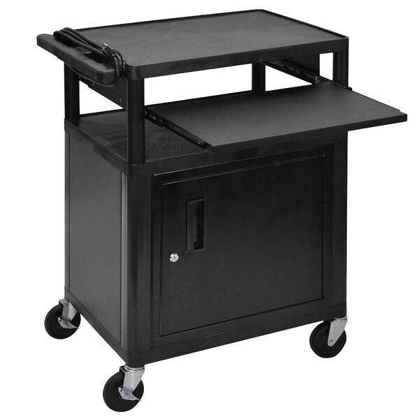 Luxor LP34CLEB 3Shelf Plastic AV Cart with Steel Locking 18