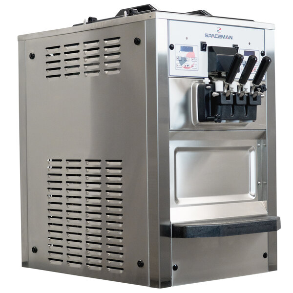 48 Qts. per hr - Soft Serve Ice Cream Machine - Two Flavor with Twist -  Countertop with Hopper Agitator 208-230 Vac, 17 Amps (Spaceman 6235H)