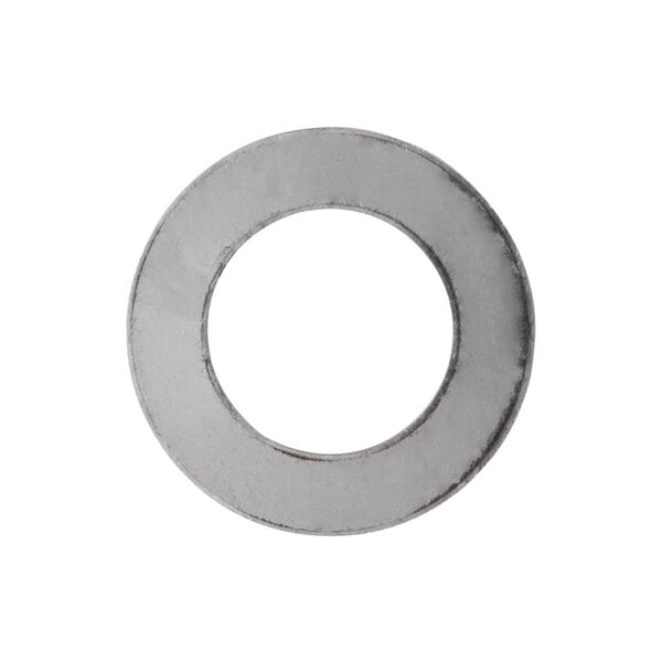 A close-up of a stainless steel washer.