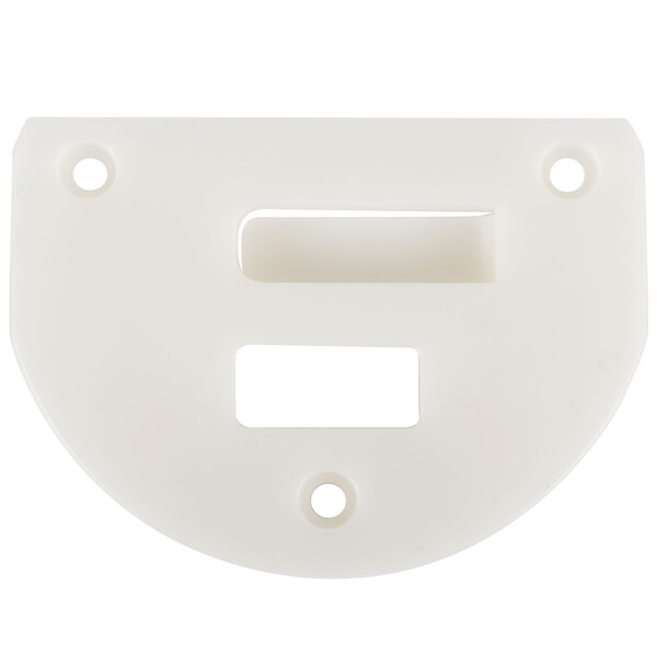 A white rectangular Waring control bracket with two holes.