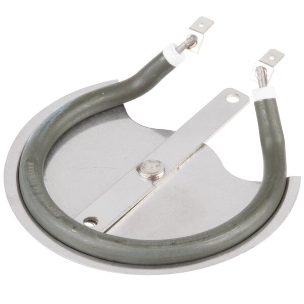 A round metal Bunn warmer heating element with a grey rubber ring around it.